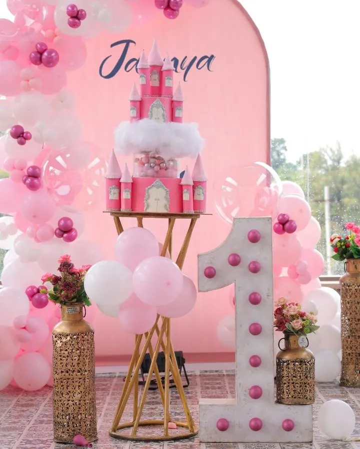 Birthday cake celebration setup by Simply Sweet Udaipur