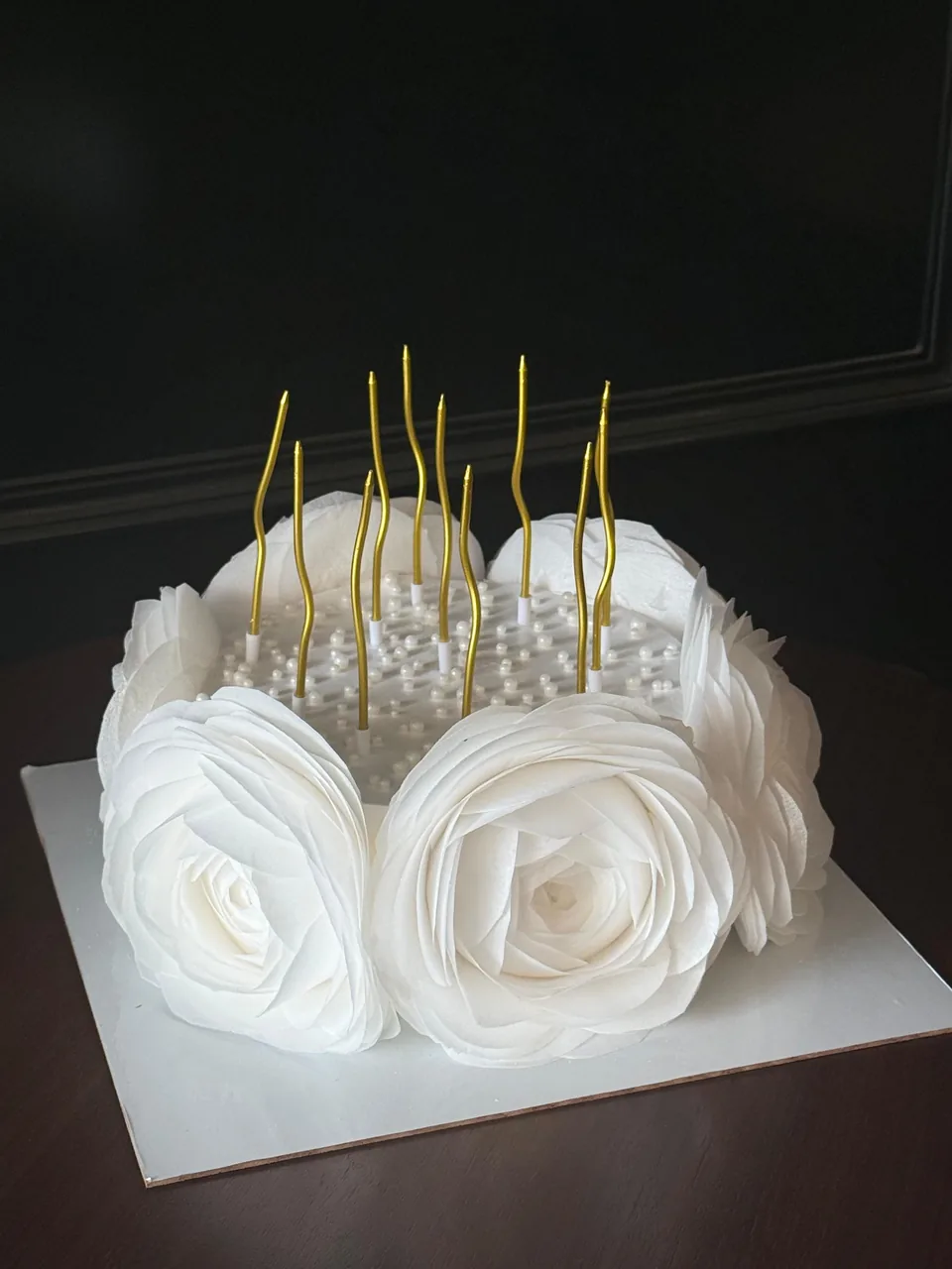 White rose theme two-tier birthday cake by Simply Sweet Udaipur