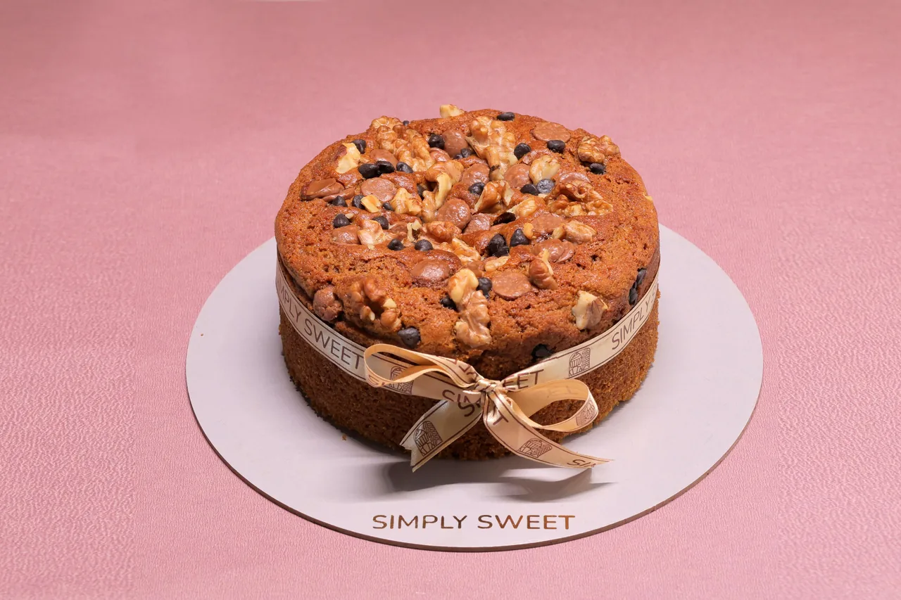 Sugar free wheat jaggery dates tea cake with walnuts by Simply Sweet Udaipur