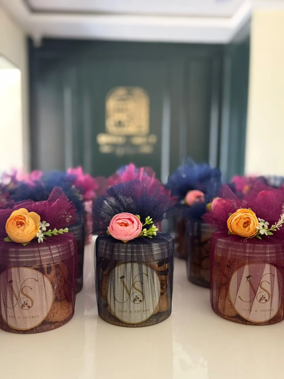 Wedding favour jars by Simply Sweet Udaipur